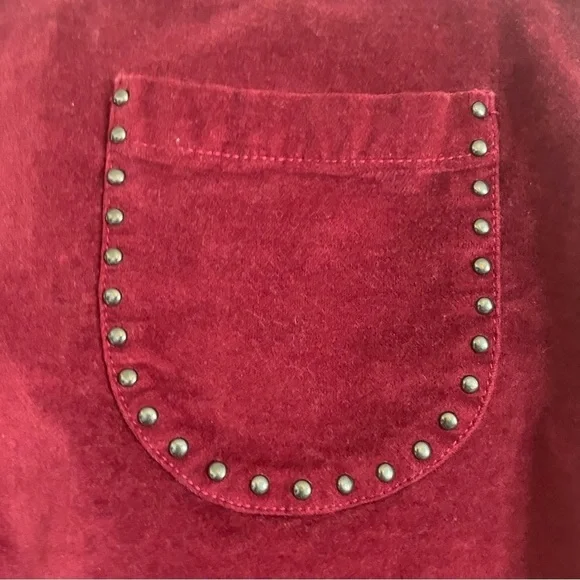 Mossimo Supply Co velvet woman studded skirt size 14 fall mini burgundy autumn - Picture 3 of 10